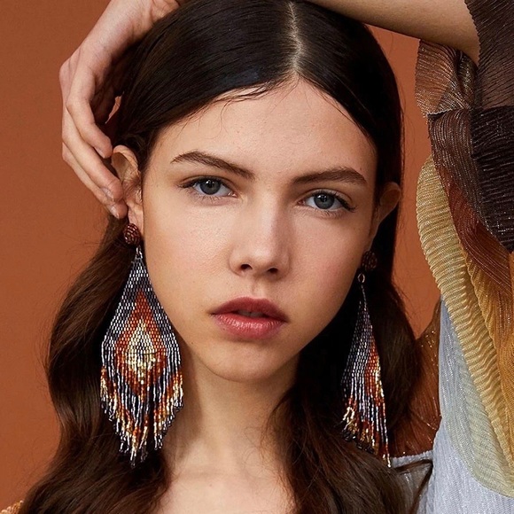 Free People Jewelry - New Free People Beaded Boho Earrings